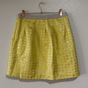 LOFT Yellow Gold Metallic Polka Dot Mini Skirt Size 4